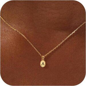 Dainty 18K Gold Initial Necklace for Women - Personalized A-Z Pendant Jewelry